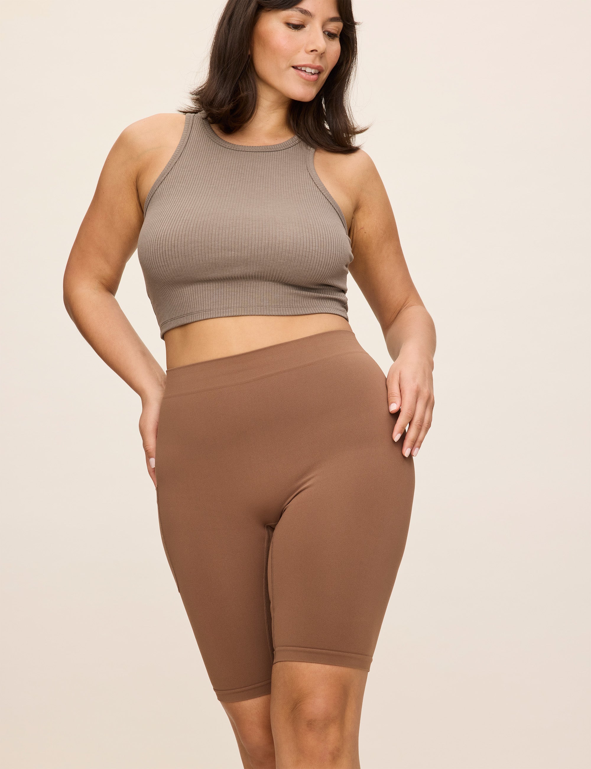 Cargo Anti-Chafe 9 inch Mocha Cargo Pocket Shorts for women
