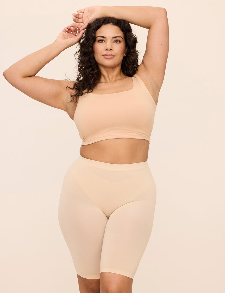 Cooling Anti-Chafe Shorts 9 inch Beige Shorts for women – Thigh