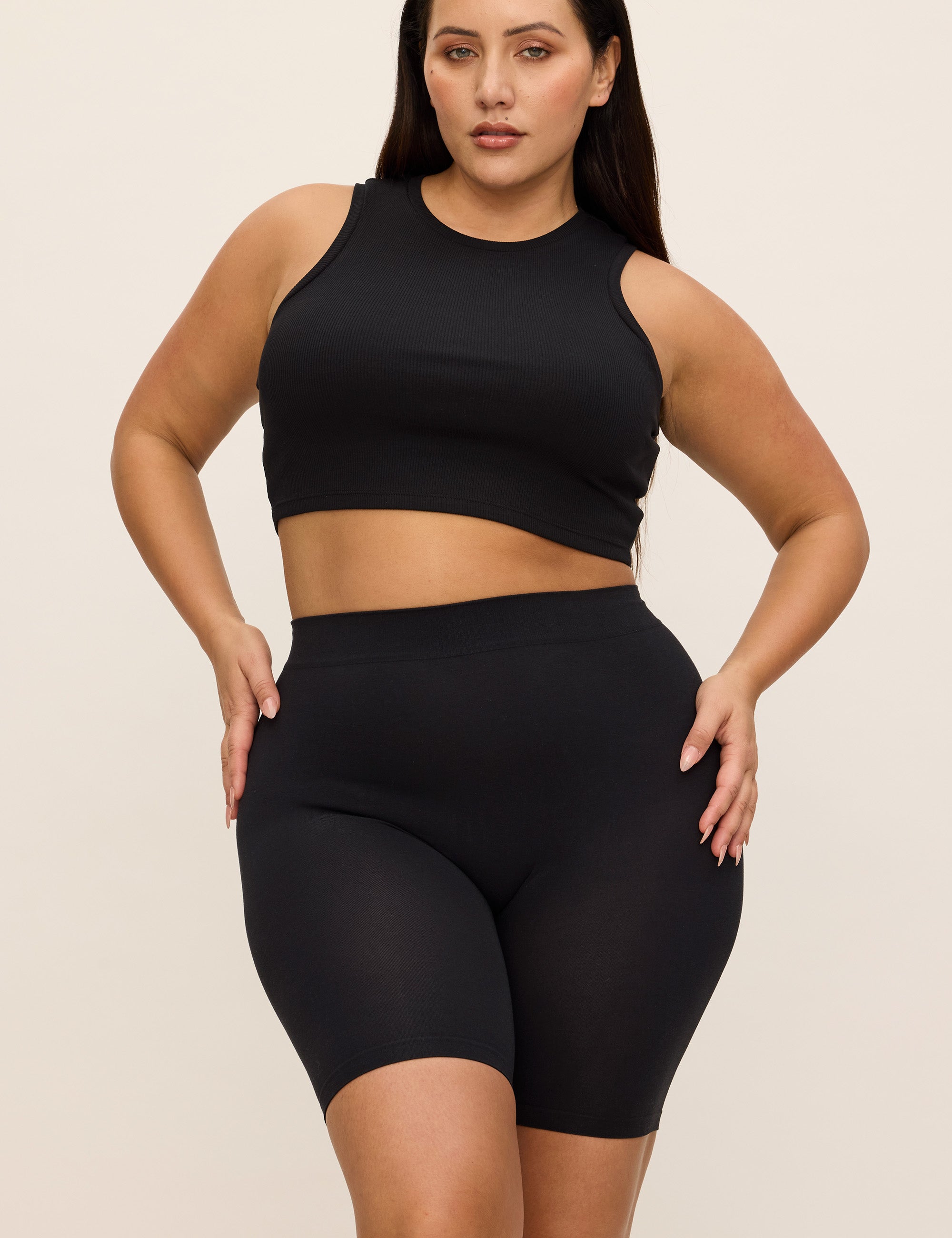 Cotton Anti-Chafe Shorts 7 inch Black Shorts for women