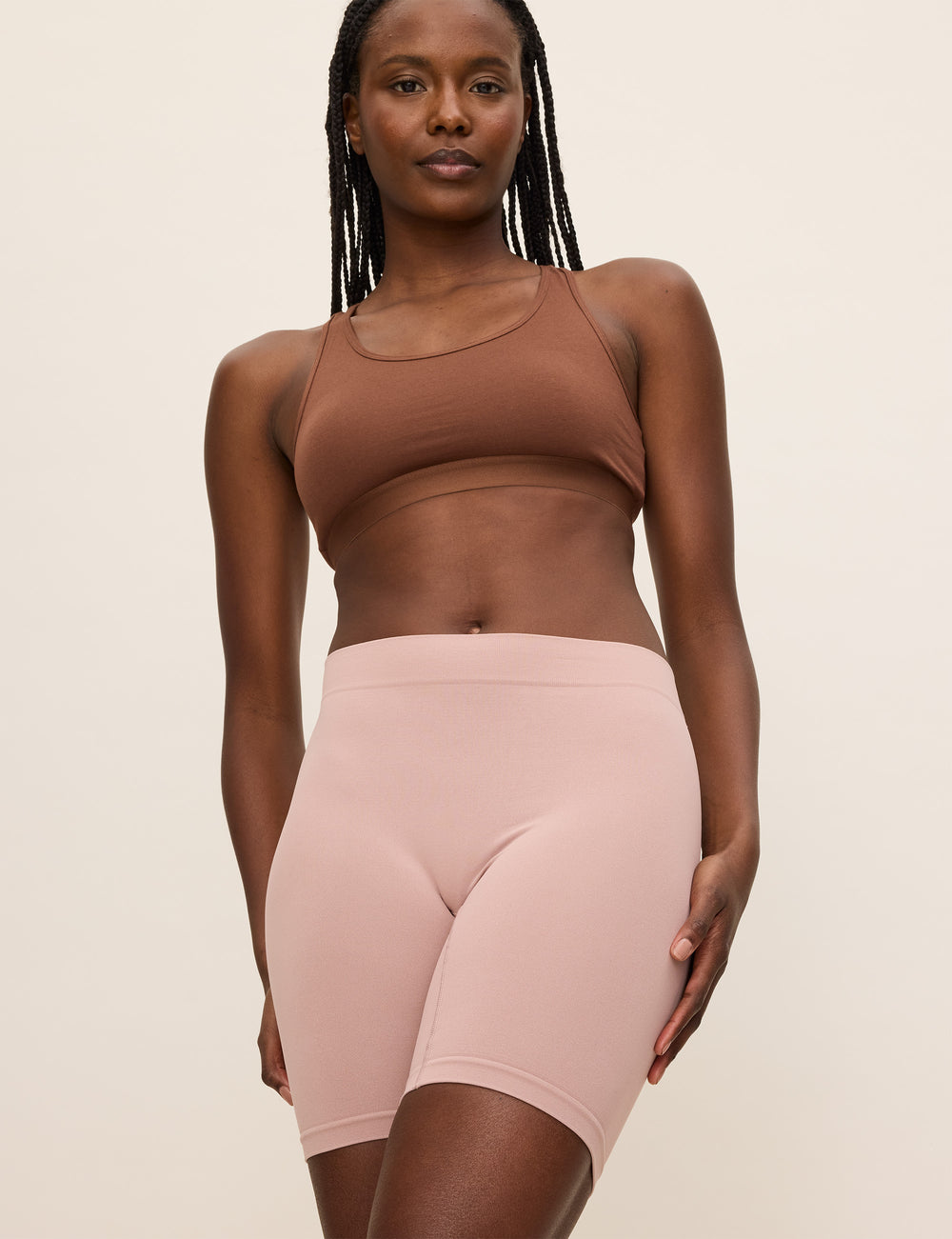 bicycle shorts under dresses Original Anti-Chafe Shorts 7 inch Sandstone Shorts for women – Thigh Society