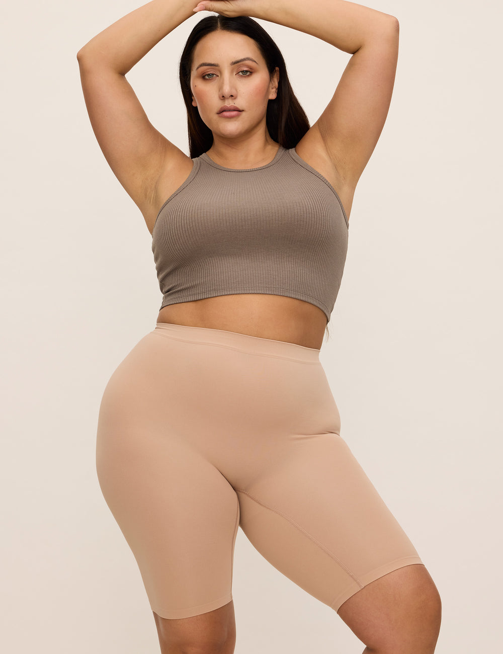 The Staple Shorts - 9" - Almond - Medium/Large - Semi-sheer | Thigh Society The Staple Shorts - 9" - Almond - Medium/Large - Semi-sheer | Thigh Society
