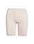 Front view of The Cotton 7-inch Bone slip shorts showcasing the high waistband and thigh-length coverage on a white background